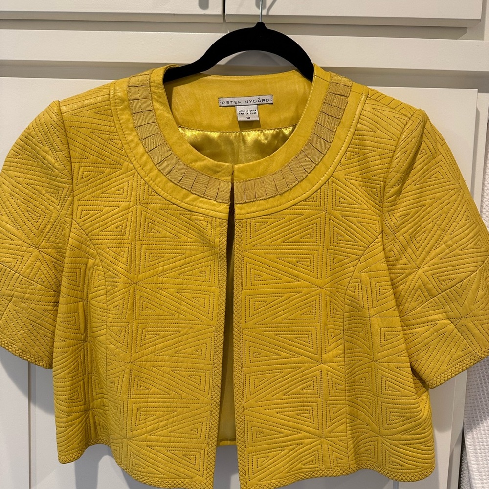❤️ Peter NyGard Leather yellow quilted 100% leather Jacket